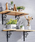 Heavy Duty Corner Brackets Four Pack L Shape Shelf Supports Rust Proof Iron Angle Braces For Secure Wall Mounting showcase with floral decor.