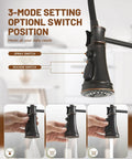 Oil Rubbed Bronze Kitchen Sink Faucet With Pull Down Sprayer, 3 Spray Modes, Solid Brass Commercial Single Handle High Arc Design