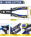 3 In 1 Wire Cutter, Stripper, And Crimp Pliers Pro Grade, Handy, 6 Inch Flush Cutters With 30 Degree Angled Jaw for Electronics