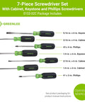 7 Piece Screwdriver Set With Cabinet Keystone And Phillips Drivers Includes Short And Long Cabinet Bits Labeled Sizes