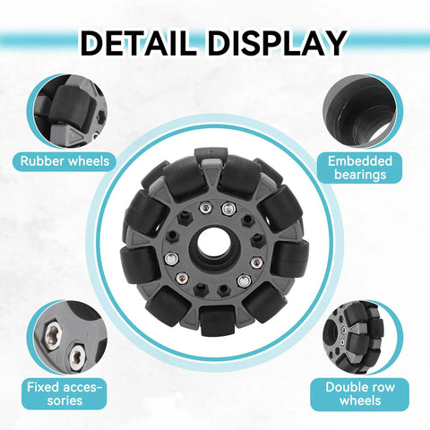 Omni Wheel Replacement, front view: 100mm double-plastic wheel with embedded bearings for platform robotic kit 14049