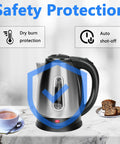 Stainless Steel Electric Kettle 1.8 Liter Fast Boil Tea And Coffee Kettle With Auto Shut Off Boil Dry Protection on counter