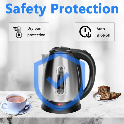 Stainless Steel Electric Kettle 1.8 Liter Fast Boil Tea And Coffee Kettle With Auto Shut Off Boil Dry Protection on counter
