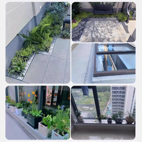 Heavy Duty 304 Stainless Steel Drain Channel For Outdoor Pools And Decks L And T Shaped Trench Drain Kit installed on balcony