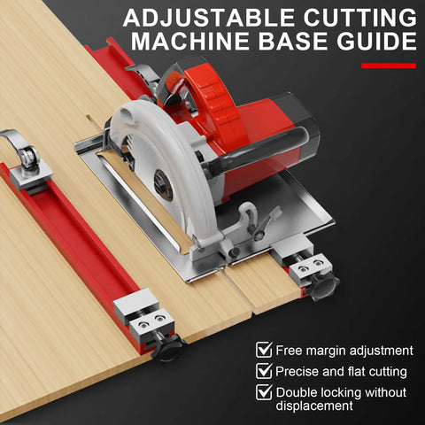 Circular Saw Guide Rail For 12 Inch Base with adjustable aluminum cutting guide on wooden surface.