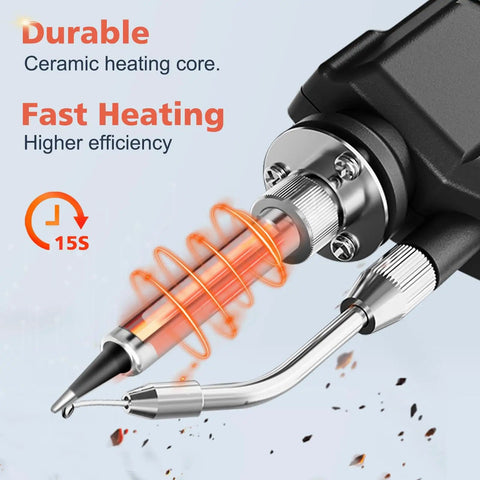 Close-up of Auto Feed Soldering Gun Kit With LCD Display And Hands Free Operation Plus Minus 1C Precision Temperature Control
