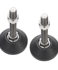 M16 Adjustable Leveling Feet For Furniture And Equipment, Nylon Base With Stainless Steel Threaded Rod, 80mm Rubber Base, 2 Pack