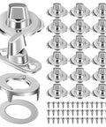 Kisangel marine twist-lock fasteners set with eyelet studs and mounting screws, silver metal for canvas boats (20 sets)