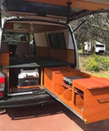 Van with open storage using Beefy 32 Inch Full Extension Drawer Slides With Lock And Side Mount Ball Bearing Glides, 500 Pound Load Capacity