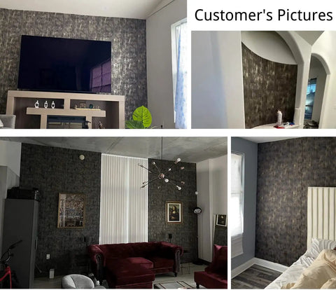 Peel And Stick Wall Covering With Industrial Textured Metallic Look In Charcoal And Gold Adhesive Distressed Wallpaper Roll Decor