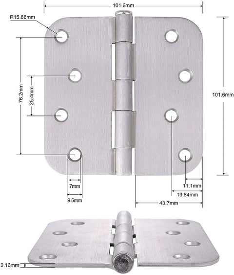 18 Pack 3.5 Inch Satin Nickel Door Hinges Reversible Five Eighths Radius For Exterior And Interior Doors Residential And Commercial Use Entryway Patio And More