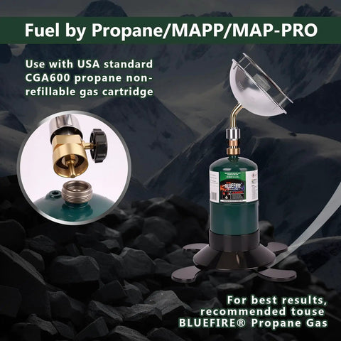 Image of a Portable Propane Heater With Upgraded Catalytic Burner For Camping And Outdoor Use 6200 BTU Radiant Heat Up To 200 Sq Ft With Control Valve 1lb Tank Holder For Tent Garage Fishing Stove Buddy showing its setup with fuel options.