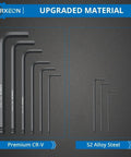 Ultra Durable 9 Piece Allen Wrench Set 1.5 To 10 Mm Hex Keys with CR-V and S2 Steel showing size range on dark background