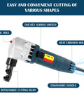 Electric Sheet Metal Nibbler Cutter With 1700 RPM High Speed Rotor showcasing handle and components