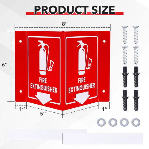 Fire Extinguisher Sign With Down Arrow 12 Pack 8x6 Inches Two Sided V Sign Acrylic With 4 Pre Drilled Holes And Matching Screws