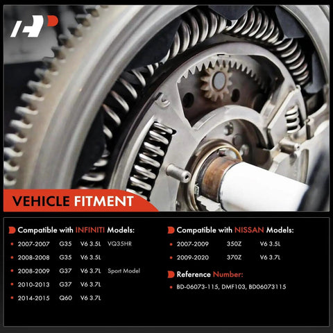 Direct Fit Clutch Flywheel Replacement For Nissan 350Z 370Z Infiniti G35 G37 Q60 heavy duty, showing gears and springs.