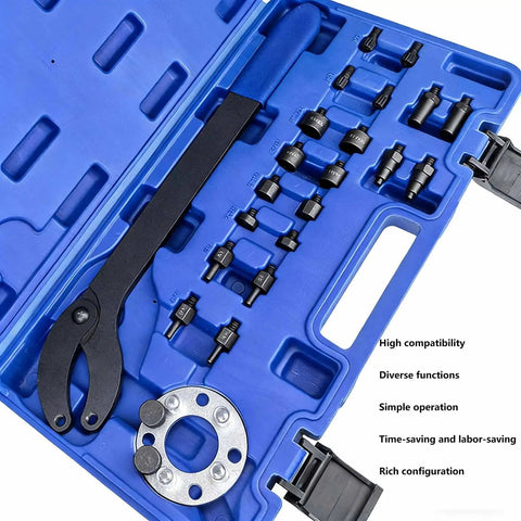 Pro Shop Grade Camshaft Pulley Holder Tool Set Drop In Setup For Quick Timing Belt Swaps Works Great With VW Audi Skoda Seat tool kit in blue case.