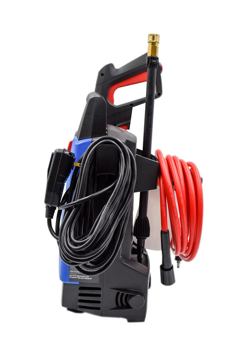 BC111HS Pressure Washer Bundle With 1600 PSI Electric Unit showing coiled hose and trigger gun