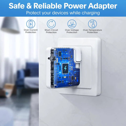 Hella Fast 118W USB C Fast Charger For MacBook Pro And Air With Killer M1 M2 M3 M4 M5 Support and Dope Universal Fit, plugged into wall.