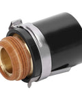Upgrade Your Welding Game With This Top Tier Cloimei 420156 Retaining Cap Ceramic Plasma Nozzle For Cutting Machines. Close-up of ceramic retaining cap featuring black body and metal clip.