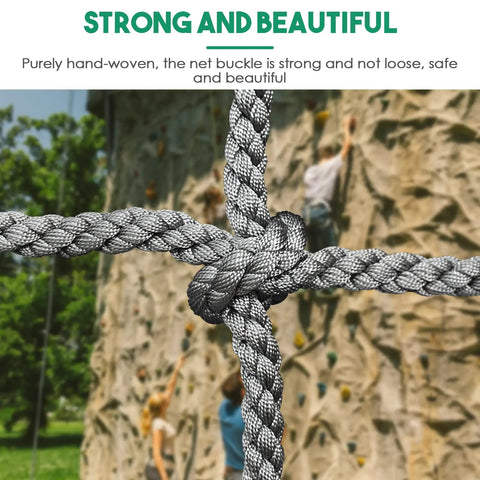 Playground Climbing Net For Kids Outdoor Playset Safe Cargo Rope Net With Nylon Rope Ladder Swing Balcony Banister Guard Durable 3.3 By 6.6 Feet Gray Finish