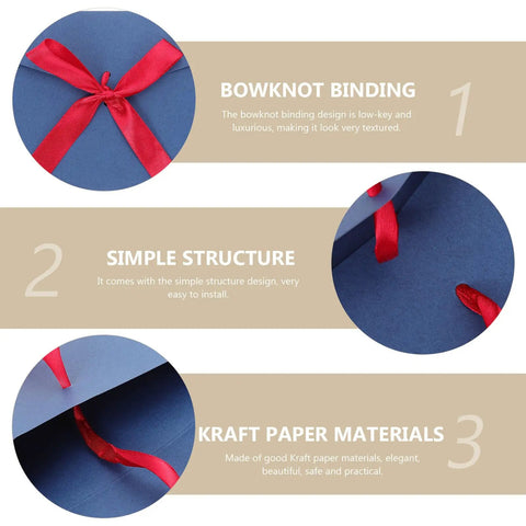 Close-up of Retro Invitation Envelopes Set, 10 Pack, 22x11cm, 250gsm Kraft Paper Envelopes with red bowknot binding