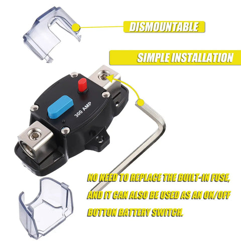 Heavy Duty 300Amp DC Circuit Breaker Delivering Rock Solid Auto Recovery And Easy Manual Reset Switch For Automotive Rv Marine Boat Wiring, dismountable with simple installation.