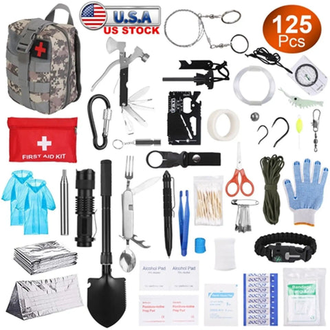 125 In 1 All In One Survival Kit For Men Outdoor Gear With First Aid Supplies Emergency SOS Tactical Tools For Hiking Camping Hunting