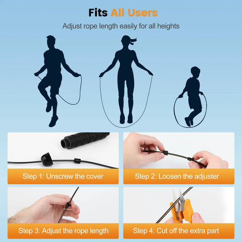 How to adjust Tangle Free Jump Rope With Ball Bearings For Men Women And Kids Adjustable Steel Wire Rope Ergonomic Foam Handles