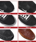 Comparison of sneakers and shoes before and after using 50G Shoe Glue All Purpose Waterproof Repair Adhesive For Sneakers Boots Heels Sandals And More Instant Strong Bond On Leather Rubber Vinyl Canvas And Sole Repairs For DIY Enthusiasts