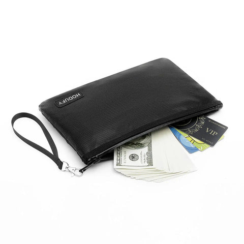Extreme Heat Fireproof Money And Document Bag 2000F, Zippered A5 Safe Cash Pouch With Strap, Black, storing cash and cards