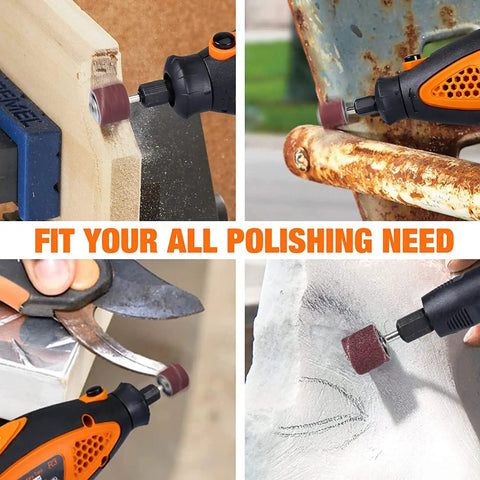 Rotary Tool Accessories Kit Do-It-All 361 Pieces One Eighth Inch Shanks used for sanding metal, wood, and stone surfaces.
