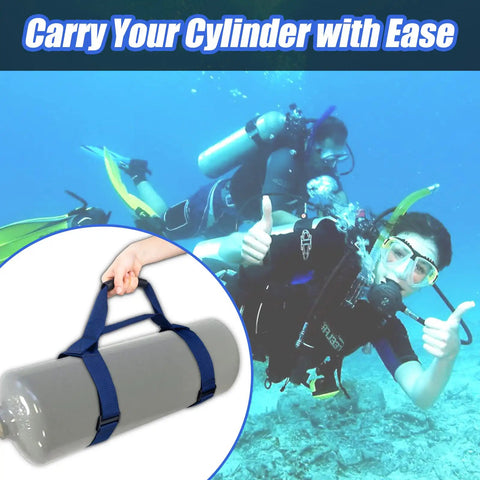 Blue Heavy Duty Scuba Tank Carrier With Adjustable Webbing Strap And Comfort Grip Handle Durable Nylon Cylinder Holder