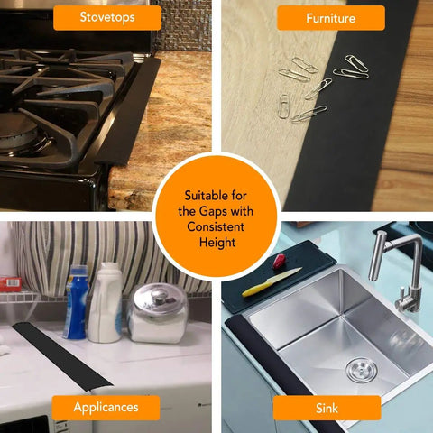 Stove Gap Cover 21 Inch Silicone Gap Filler For Between Stovetop And Counter Heat Resistant Oven Protector shown in kitchen use