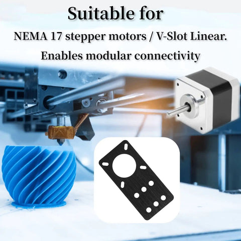 Beefy Stepper Motor Mount Plate For NEMA 17 Size Anodized Aluminum Bracket With Adjustable Slots V Slot Linear Printer Accessory
