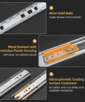 Pro Grade 16 Inch Soft Close Drawer Slides 5 Pair Full Extension Ball Bearing with metal damper and protective plastic housing.