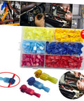 Badass 200 Piece Premium Heat Shrink Wire Terminal Kit Waterproof Marine Auto Crimp Weather Pack Connectors Sealed Polyolefin Color Coded Insulation Blocks With Hot Melt Glue Sealant For Vehicle Wiring And Boat Repair, 200-pack terminals in case