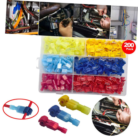 Badass 200 Piece Premium Heat Shrink Wire Terminal Kit Waterproof Marine Auto Crimp Weather Pack Connectors Sealed Polyolefin Color Coded Insulation Blocks With Hot Melt Glue Sealant For Vehicle Wiring And Boat Repair, 200-pack terminals in case