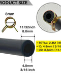 Gas Line Hose Kit With Eight Foot Length Three Sixteenth Inch ID Twin Layer Built Tough Oil Resistant Fuel Hose With Twenty Clamps For Small Engines Mini Bike ATV Generator Fits Honda Kawasaki Kohler Briggs Stratton Predator Champion Generac size detail