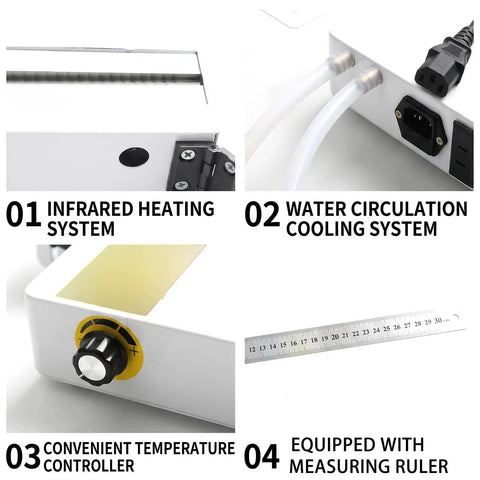 Heavy Duty 110V Acrylic Bending Machine With Reliable Water Cooling System And Beefed Up Aluminum Frame showing infrared heating system and temperature control.
