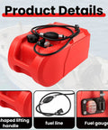 6 Gallon Portable Marine Fuel Tank With Leak Proof Seal Level Gauge And Hose, Built From HDPE For Boats And Outboard Motors