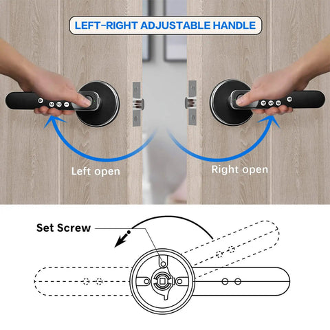 Keyless Fingerprint Door Lock With Silicone Keypad And Biometric Access For Home, Apartment, Office - Left right adjustable handle