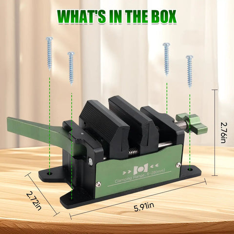 One-Second Quick-Release Golf Club Regripping Pro Kit Aluminum Vise Clamp For Shaft Replacement And Grip Removal, dimensions shown