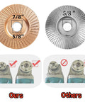 Kickass 5 Pack Wood Carving Discs For Angle Grinders Featuring 4 And 4 1 2 Inch Teeth With 5 8 Inch Arbor Heavy Carbon Steel Stump Grinding Wheels To Crunch Logs Fast, showing 5/8 inch and 7/8 inch arbor options.