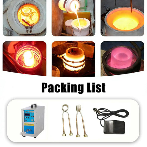 Rock Solid High Frequency Induction Heating Machine 15KW Metal Furnace components including remote switch and cables for welding.