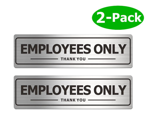 Two Pack Employees Only Door Sign For Office And Business Durable Aluminum Metal Sign With Self Adhesive Brushed Finish