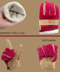 Leather Gardening Work Gloves For Women With Cowhide Leather And Double Stitched Seams Tough As Nails Heavy Duty Protective Gloves for TIG MIG