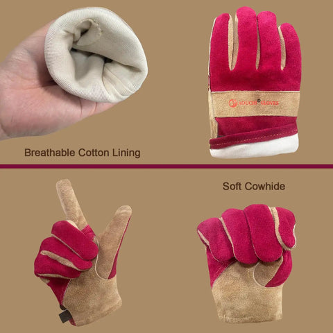 Leather Gardening Work Gloves For Women With Cowhide Leather And Double Stitched Seams Tough As Nails Heavy Duty Protective Gloves for TIG MIG