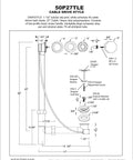 No Sweat Installation 27 Inch Cable Drive Bath Drain Trim Kit Featuring Top Shelf Brass Rotary Overflow Knob diagram with measurements.