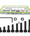 1000Pcs M3 Screws Kit With M3x6mm, M3x8mm, M3x10mm, M3x12mm, M3x16mm, M3x20mm, M3x25mm, M3x30mm Hex Socket Head Bolts 12.9 Grade Black Zinc